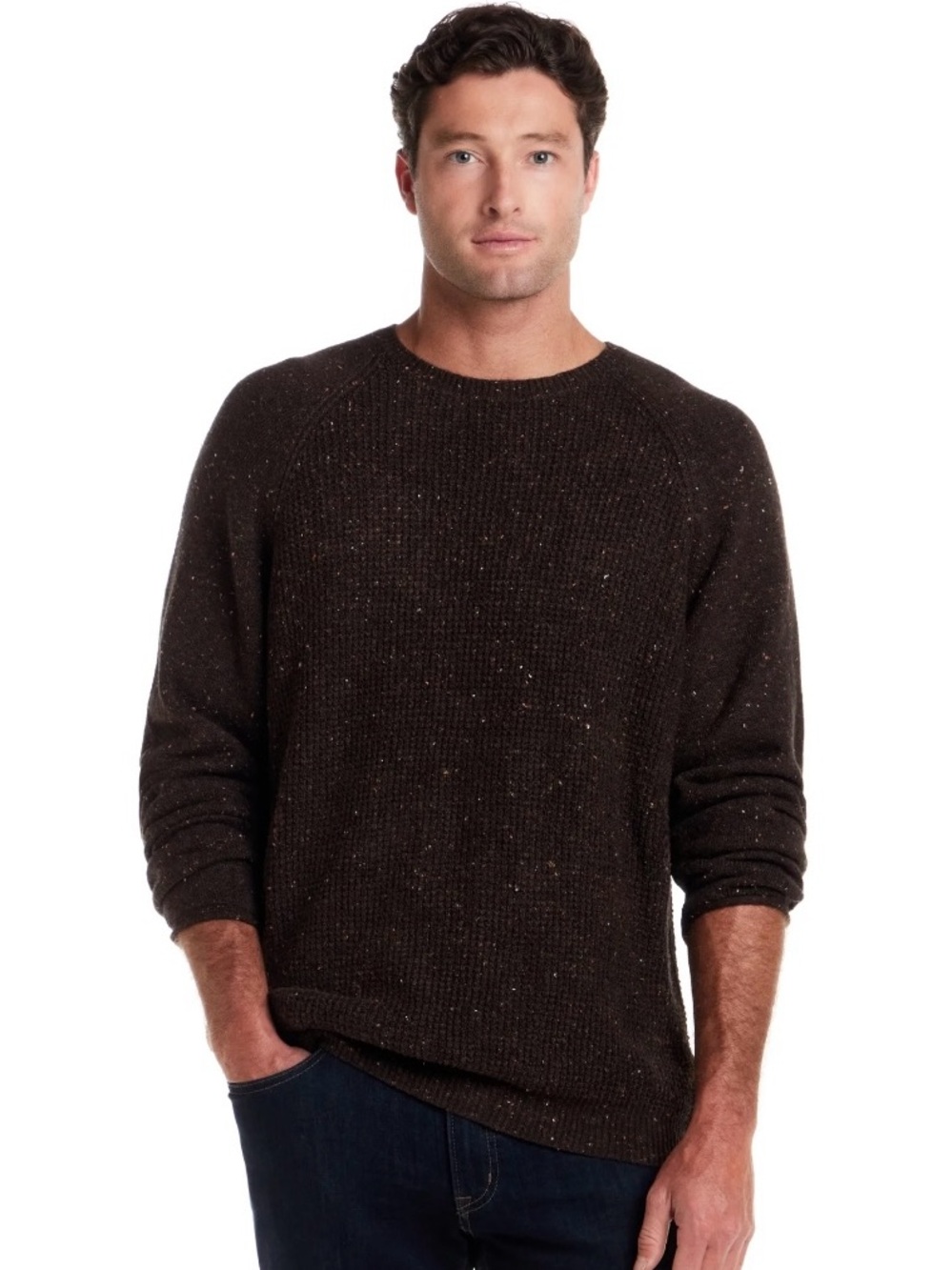 NWT Frontier Threads by weatherproof Chocolate knit crew neck sweater